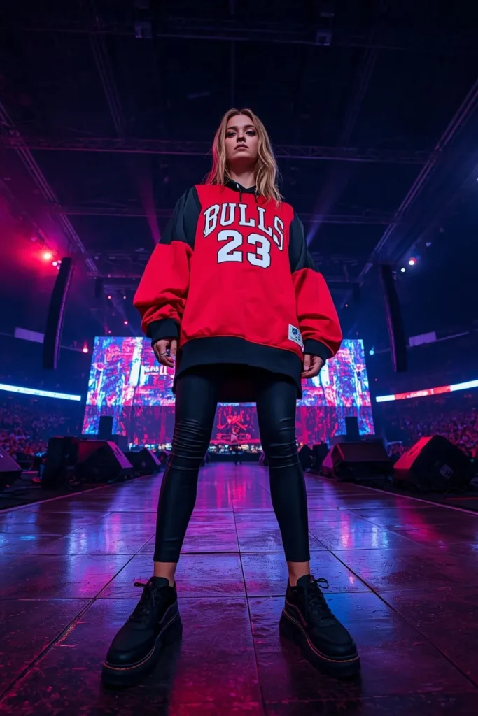 Athletic-Inspired Jersey and Leggings