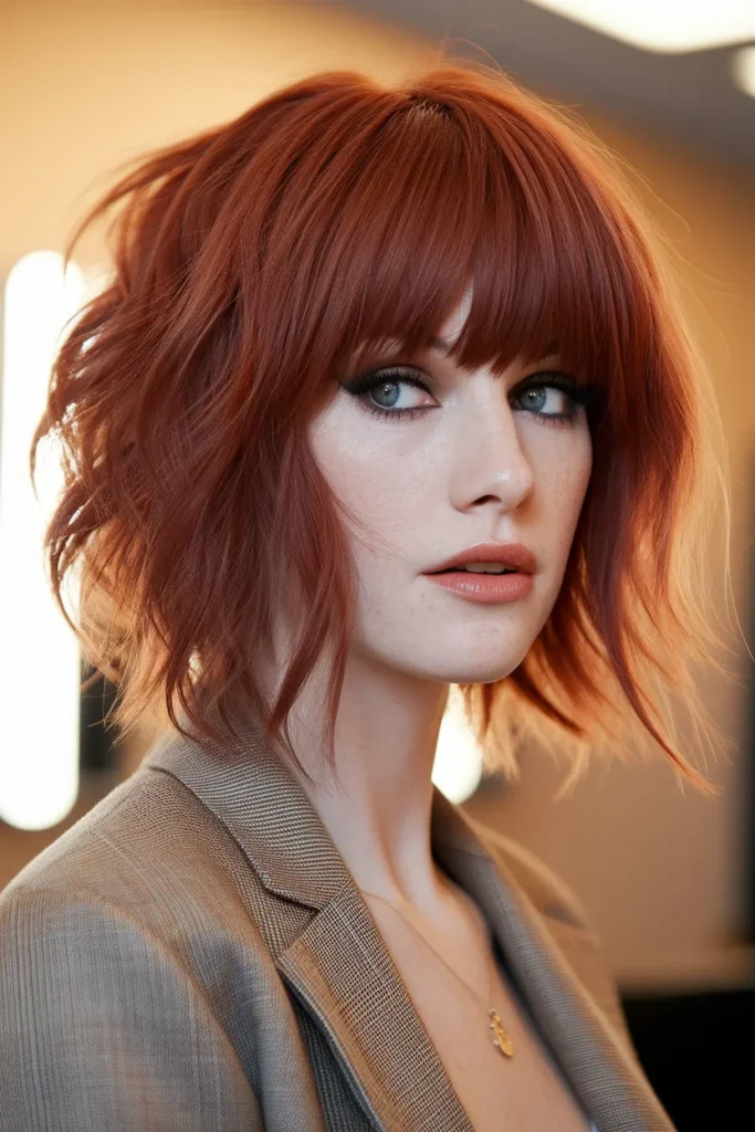  Auburn Feathered Wolf Cut