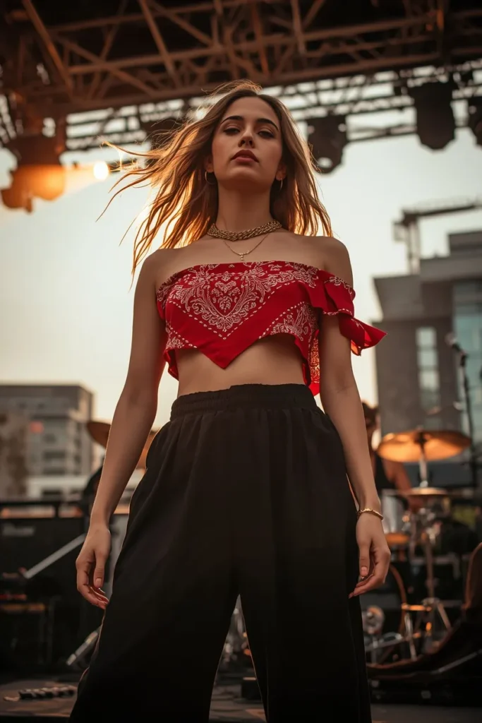 Bandana Top and Wide-Leg Pants