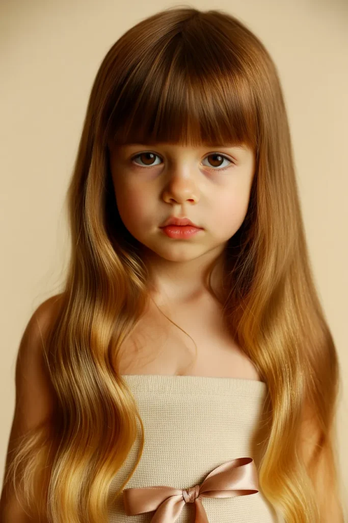 Long Hair with Bardot-Inspired Curtain Bangs