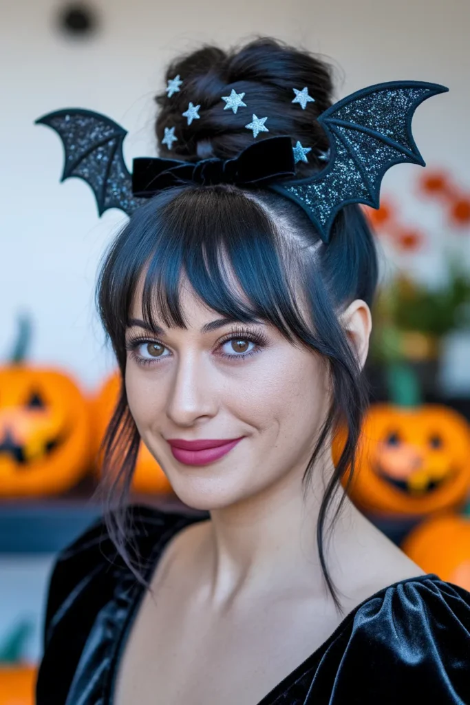 Bat Bun Halloween Hairstyle for Kids