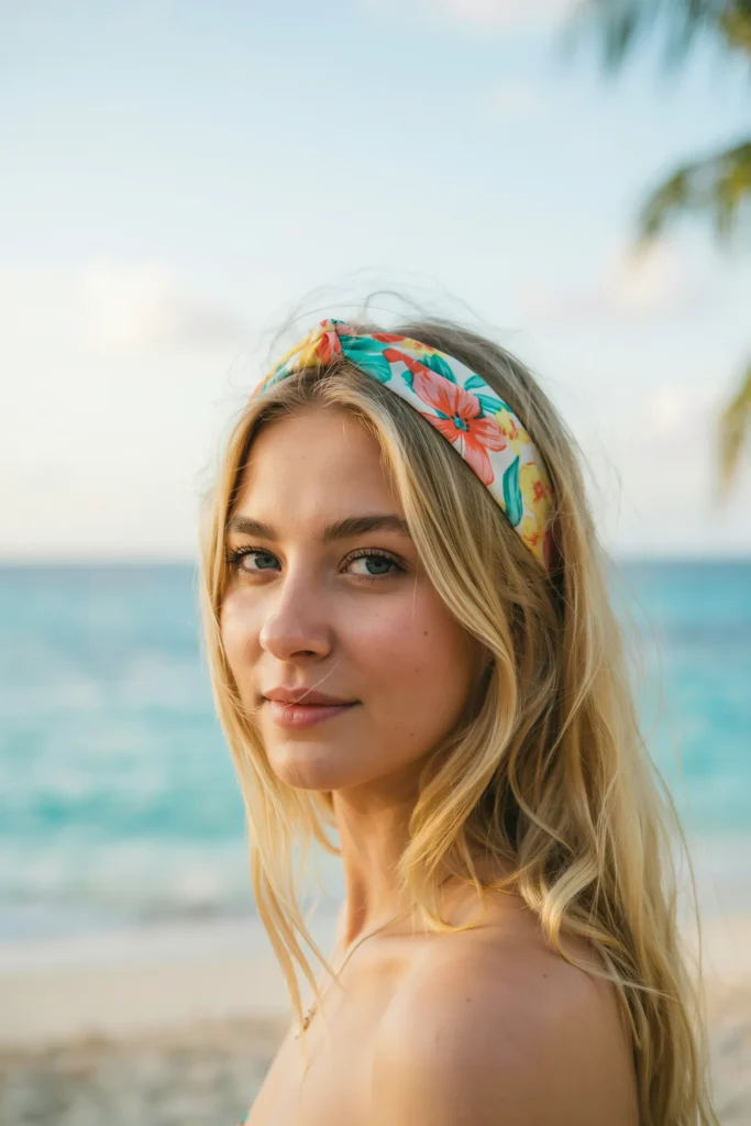 Beach Waves with Tropical Scarf Headband
