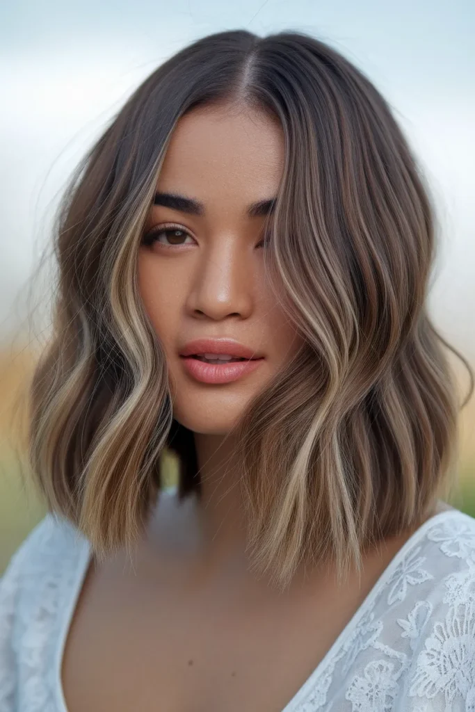  Blended Lob with Soft Highlights