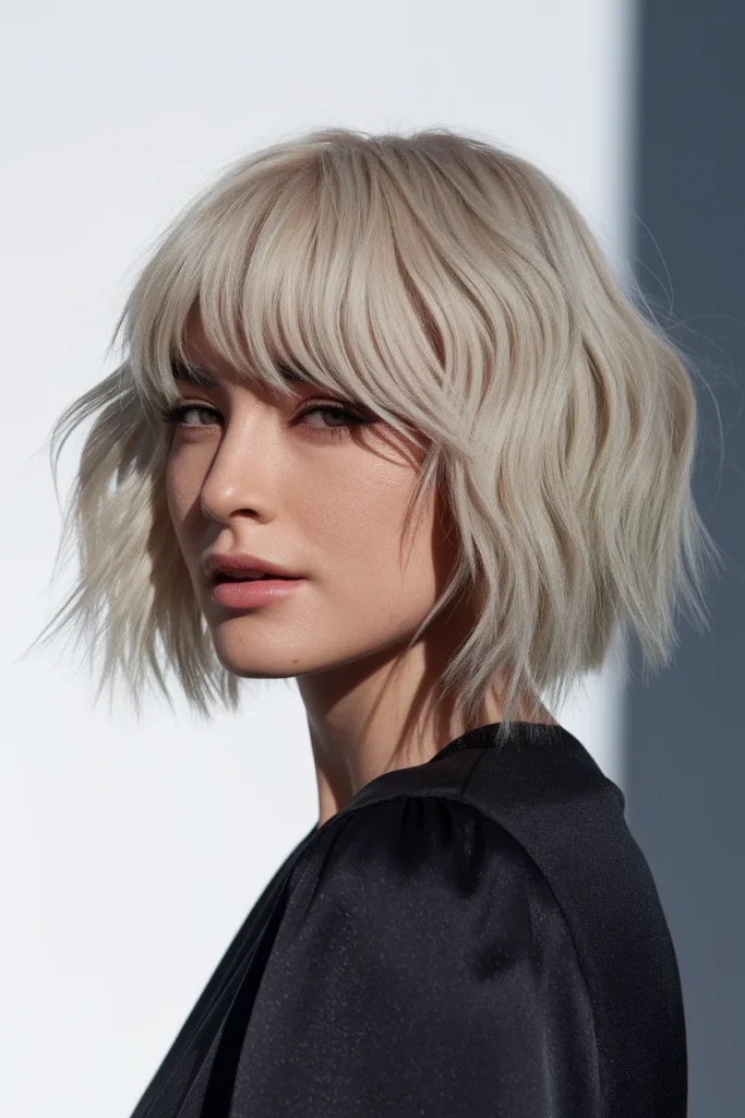 Blunt Blonde Wolf Cut with Subtle Texture