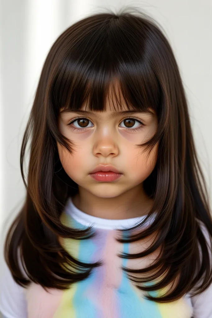 Blunt Long Haircut with Center-Parted Curtain Bangs