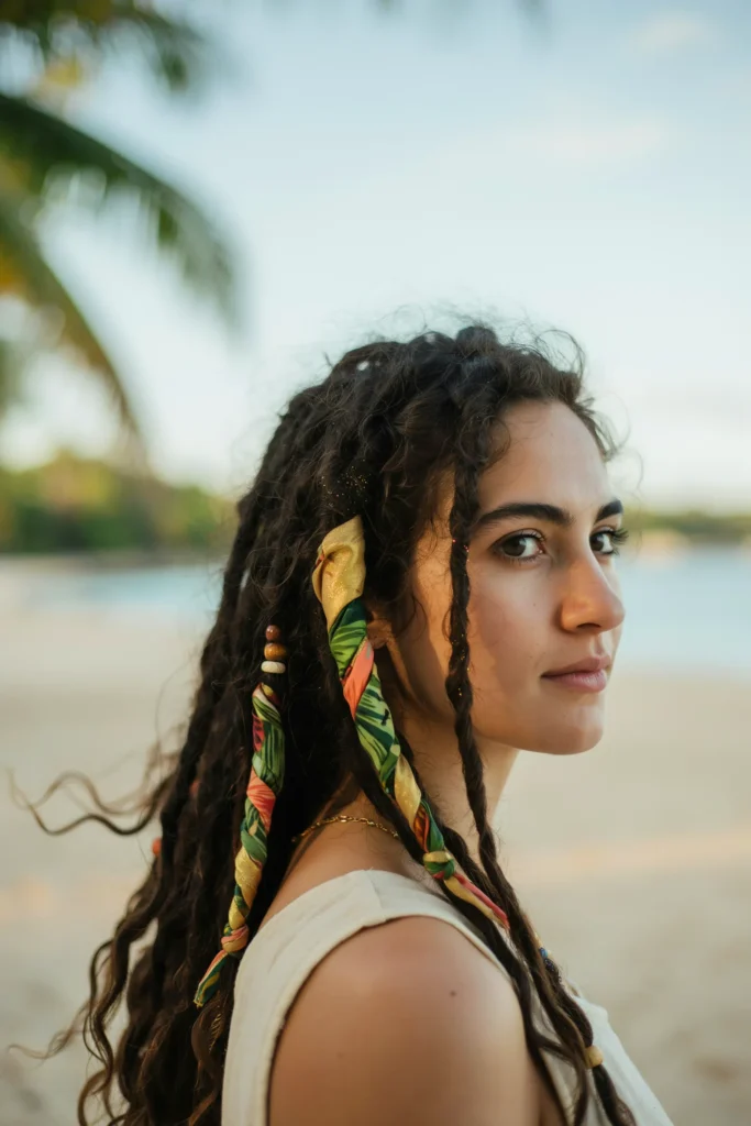  Boho Locs with Tropical Scarf