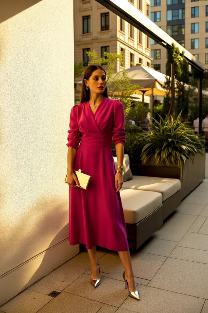 Bold Fuchsia Midi Dress