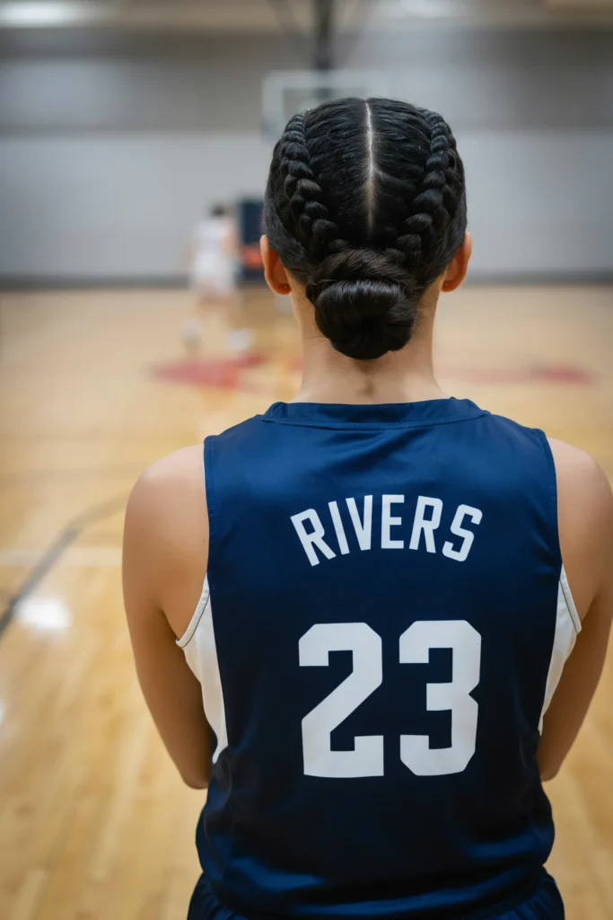 Braided Bun Basketball Hairstyle for Girls
