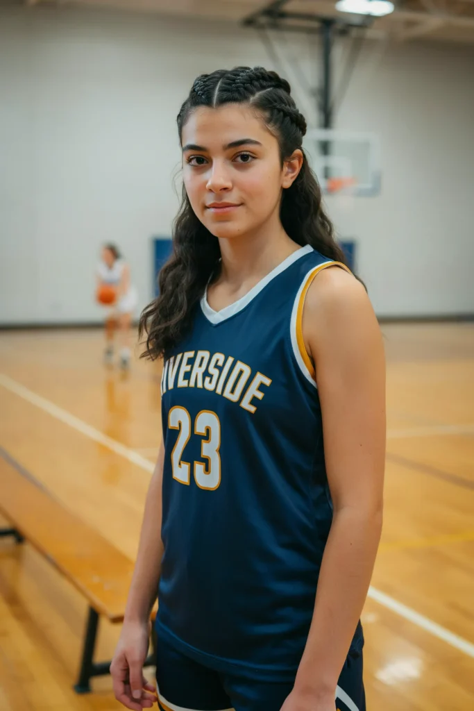 Braided Half-Up Basketball Hairstyle for Girls