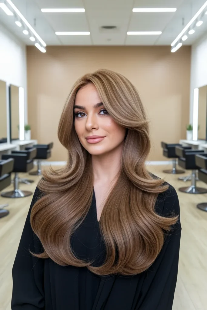 Caramel Brown Hair With Face-Framing Highlights