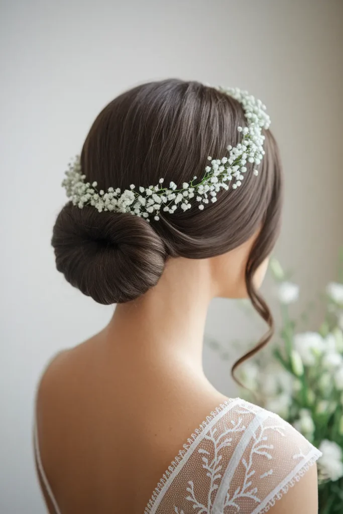 Classic Bun with Floral Crown