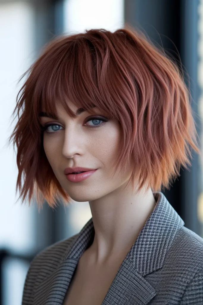Copper Shag with Choppy Bangs