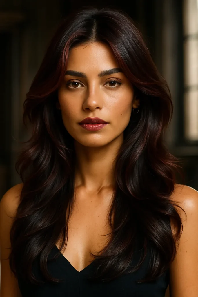 Crimson to Black Vampire Layers Hairstyle