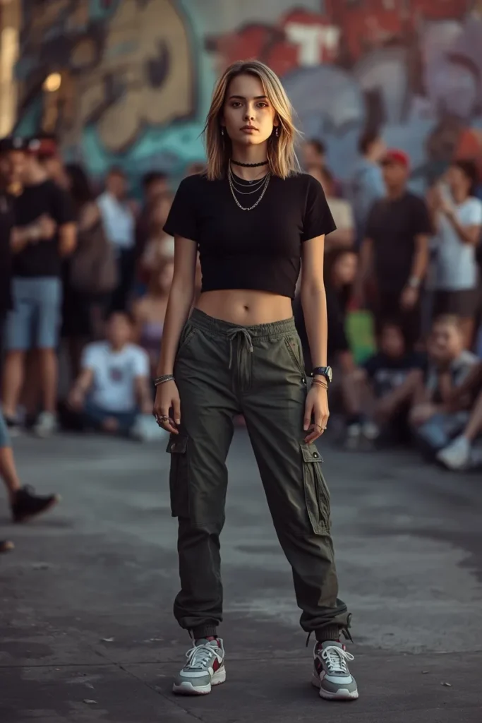 Crop Top and Cargo Pants