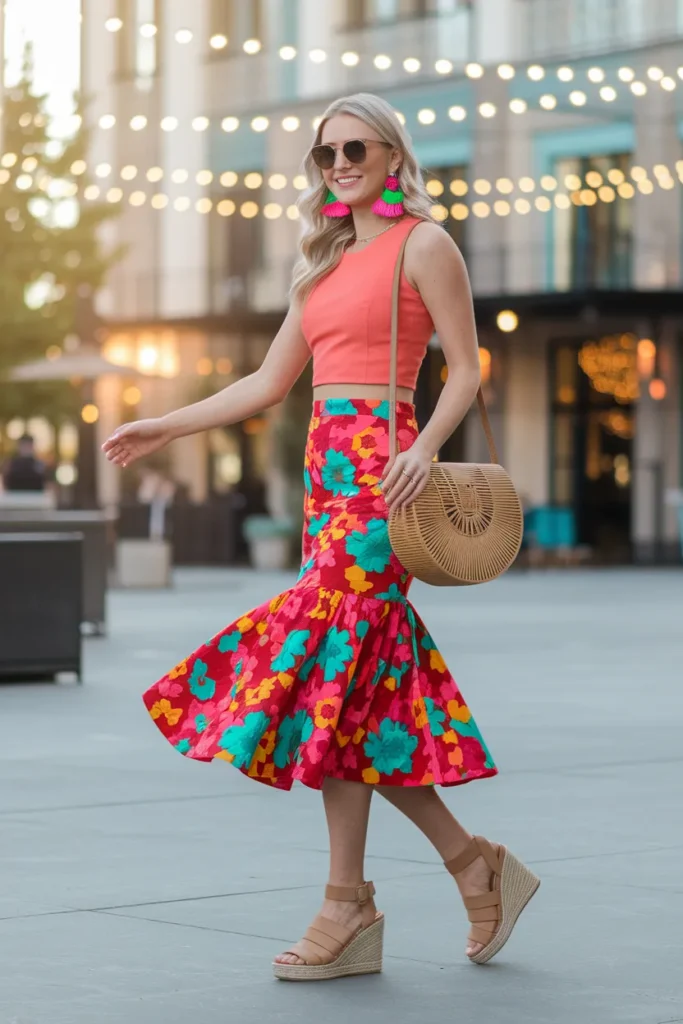 Crop Top and Flared Skirt