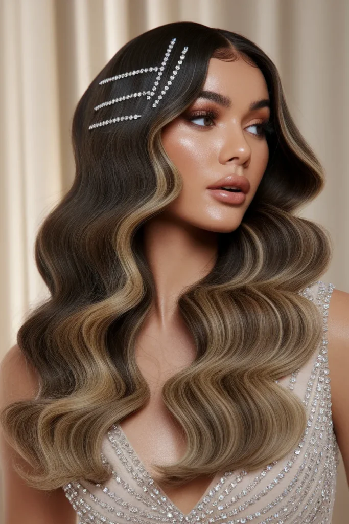 Crystal-Pinned Loose Curls
