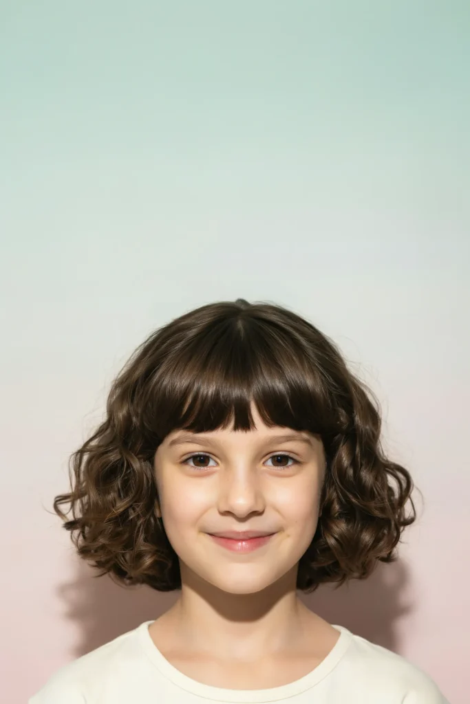 Curly Bob with Bangs