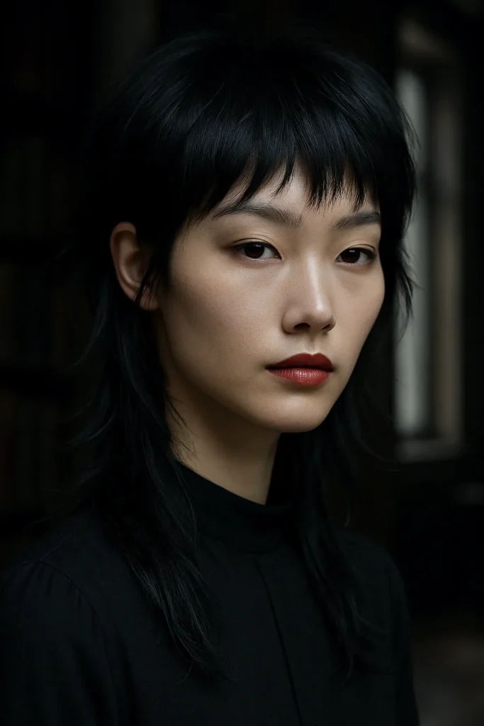 Dark Moody Vampire Mullet Hairstyle