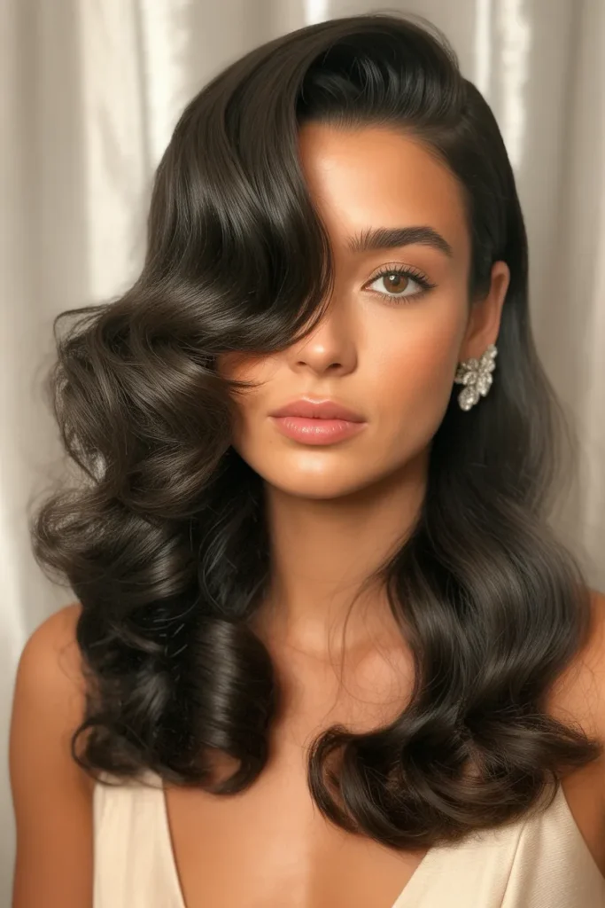 Deep Side Part Curls