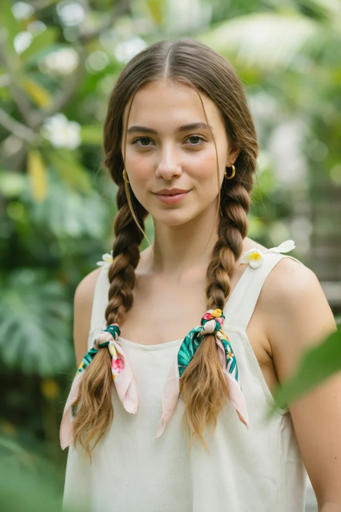 Double Braids with Tropical Scarf