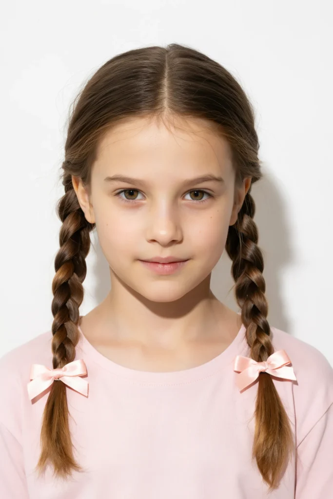Double French Braid with Bows