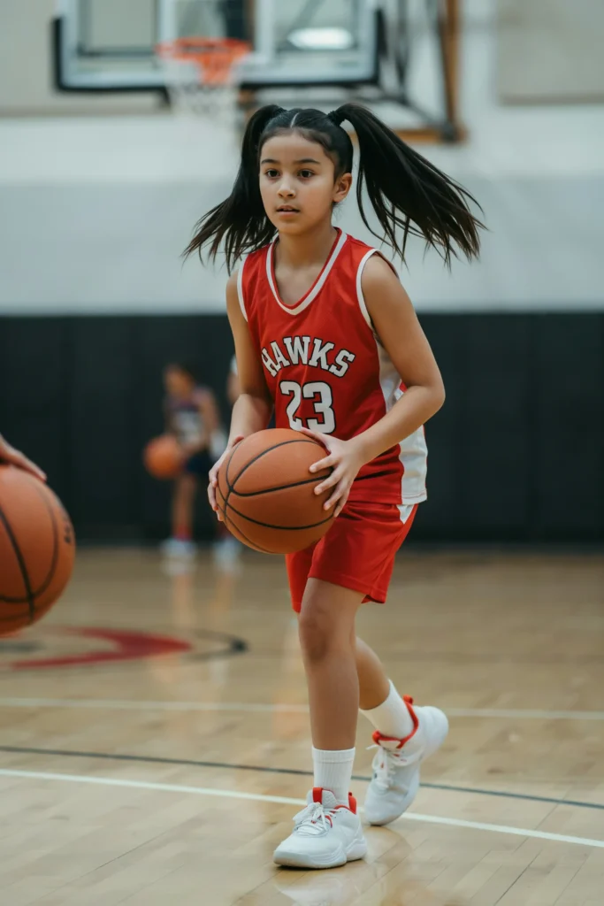 Double Ponytail Basketball Hairstyle for Girls