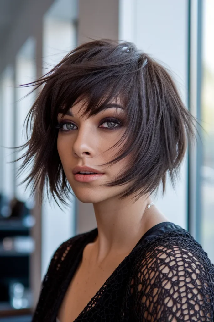Edgy Layered Shag with Wispy Bangs