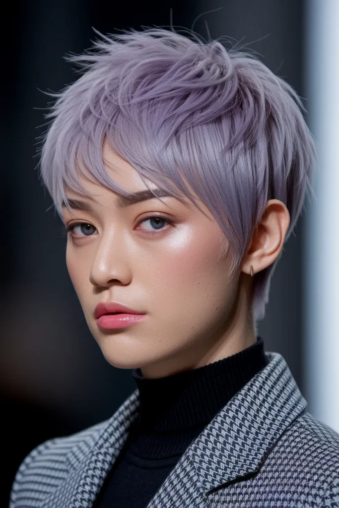  Edgy Pixie Shag with Lavender Highlights