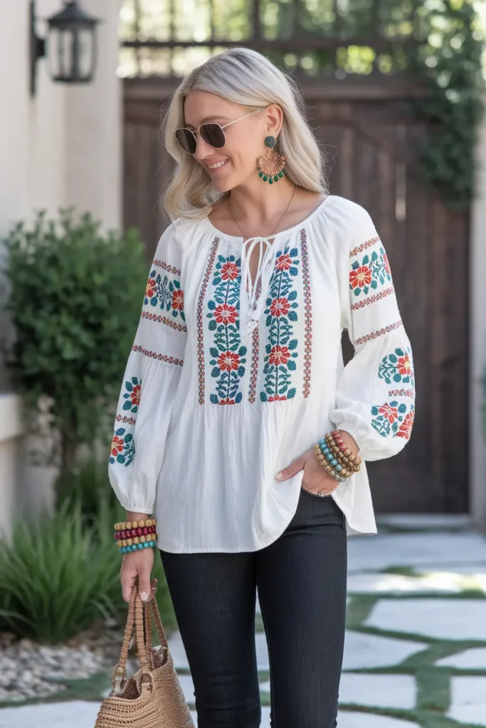 Embroidered Peasant Blouse