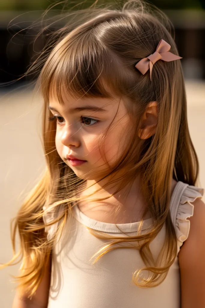 Long Hair with Feathered Curtain Bangs
