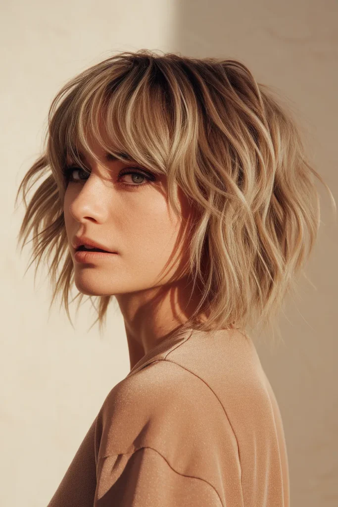 Feathered Wolf Cut with Light Brown Layers