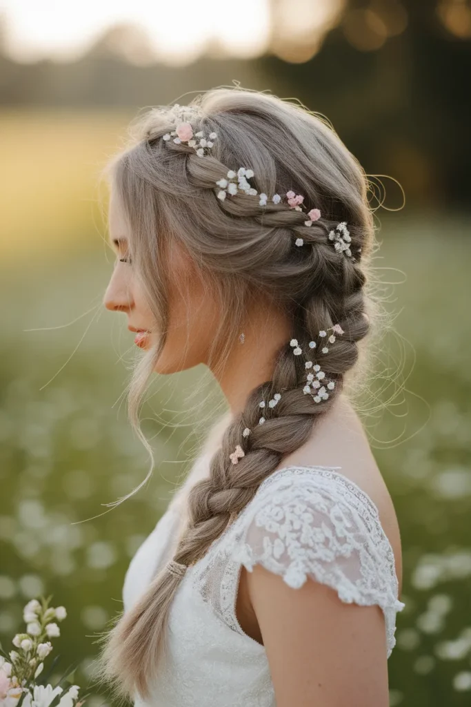 Fishtail Braid with Flowers