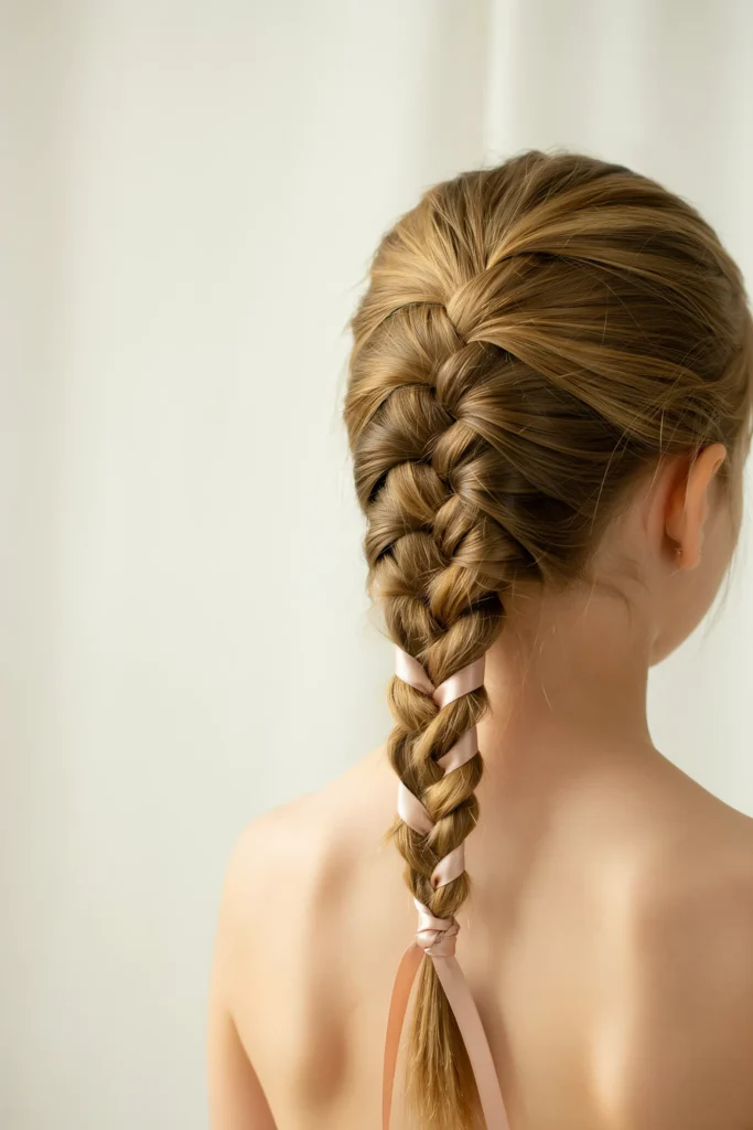 Fishtail Braid with Ribbon