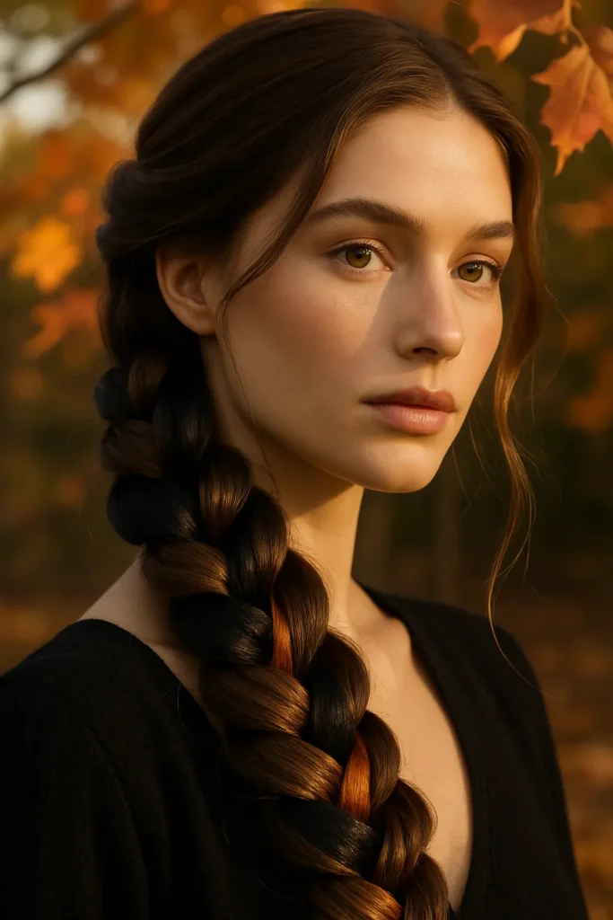 Four-Strand Braids with Halloween Ribbons Hairstyle