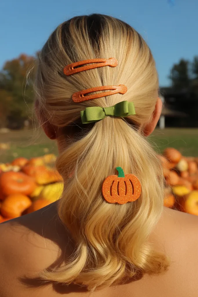 Glitter Pumpkin Halloween Hairstyle for Kids