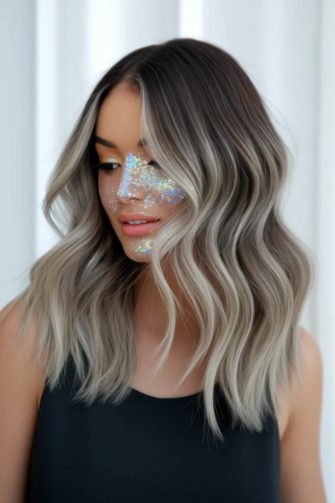 Glitter-Rooted Hair