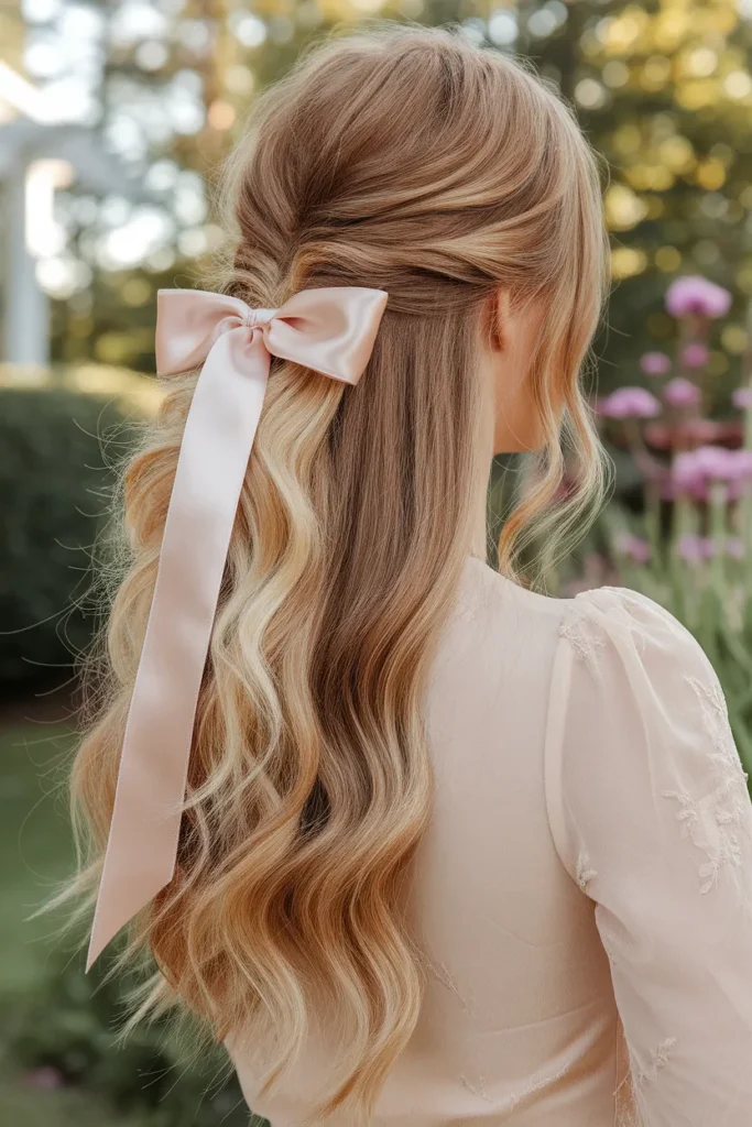 Half-Up Ponytail with Ribbon