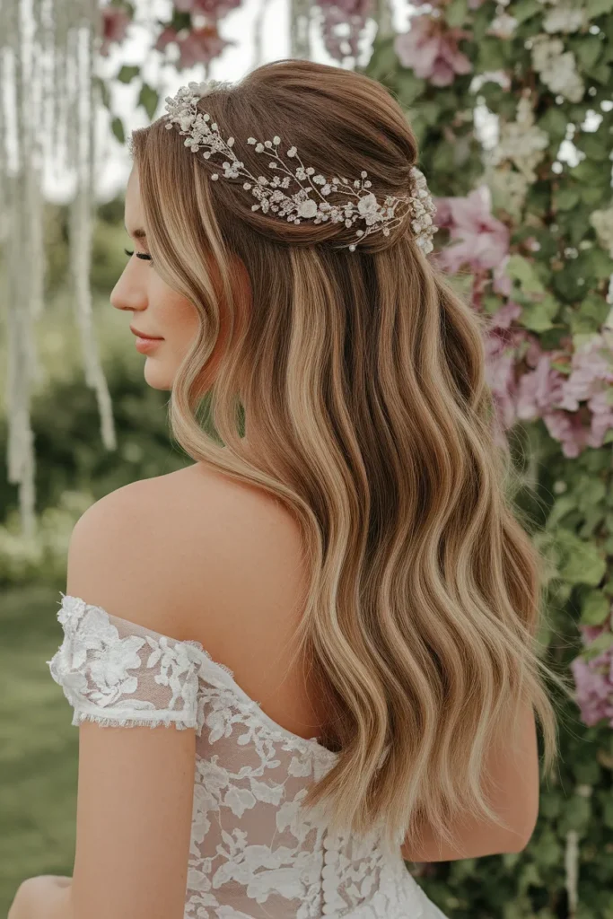 Half-Up with Floral Hair Vine