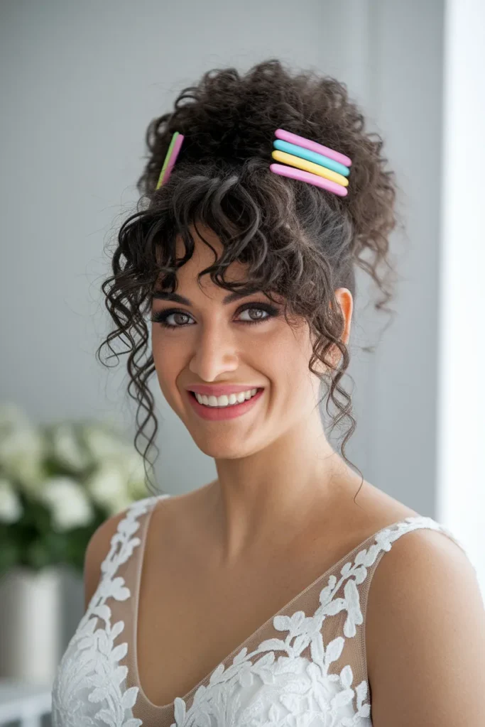 High Puff with Colorful Barrettes