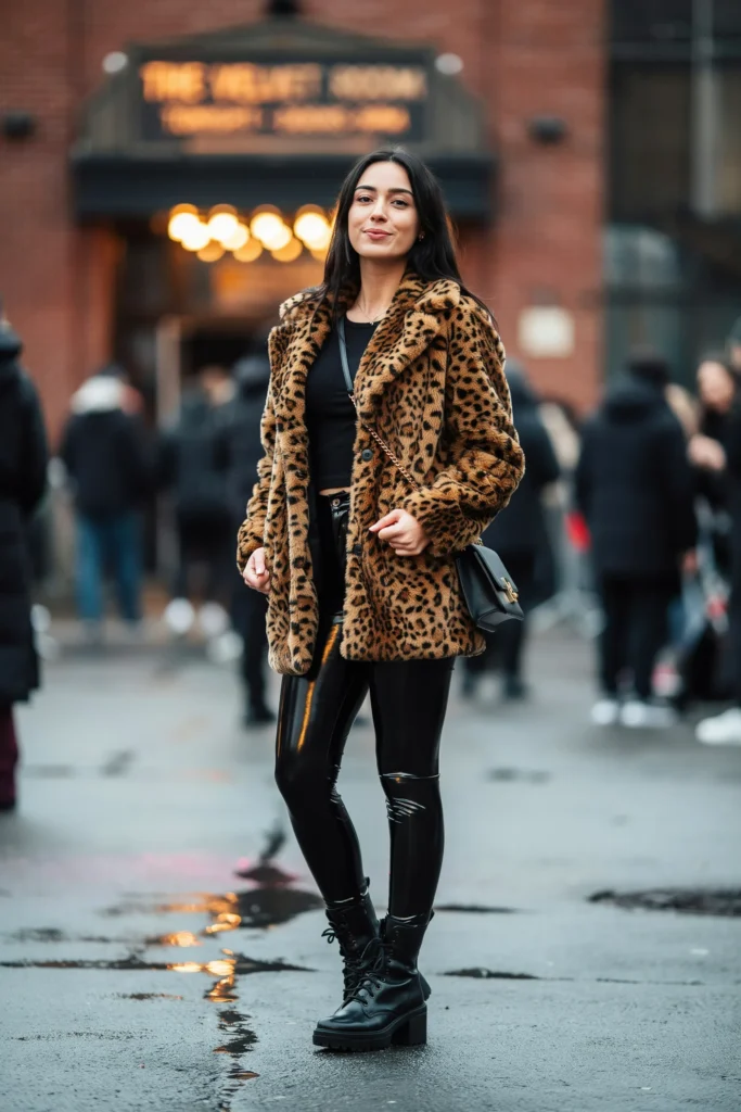Leopard Print Coat and Leather Leggings