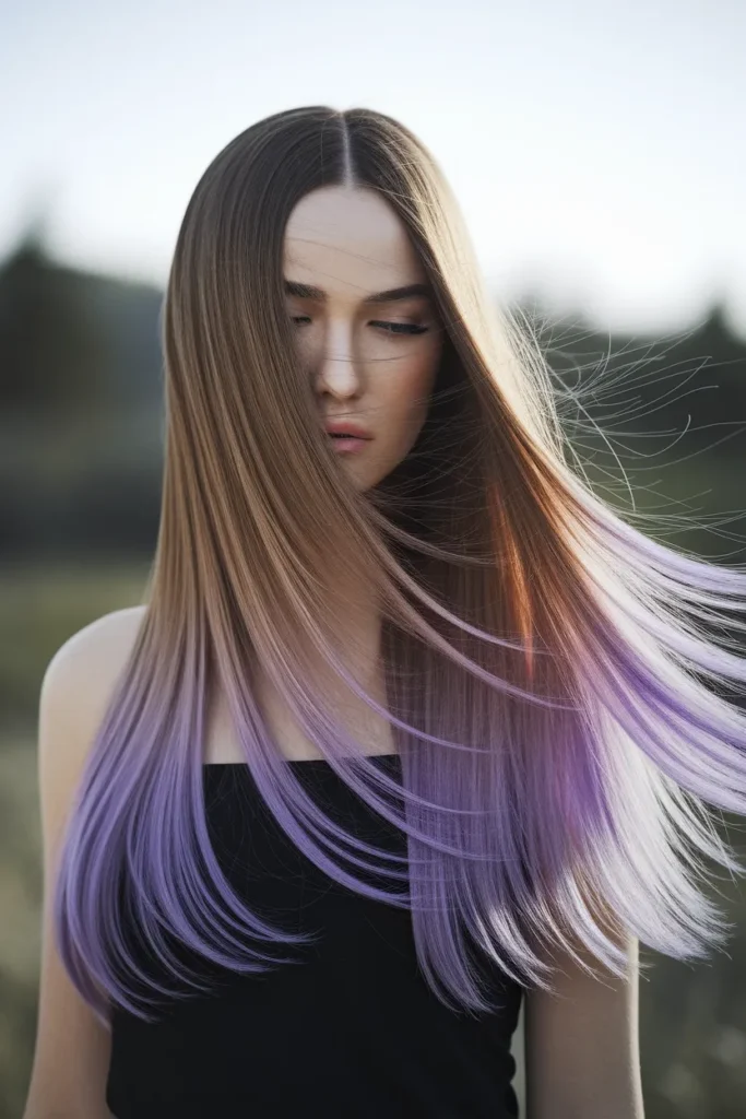 Long Hair With Violet Peekaboo Underneath