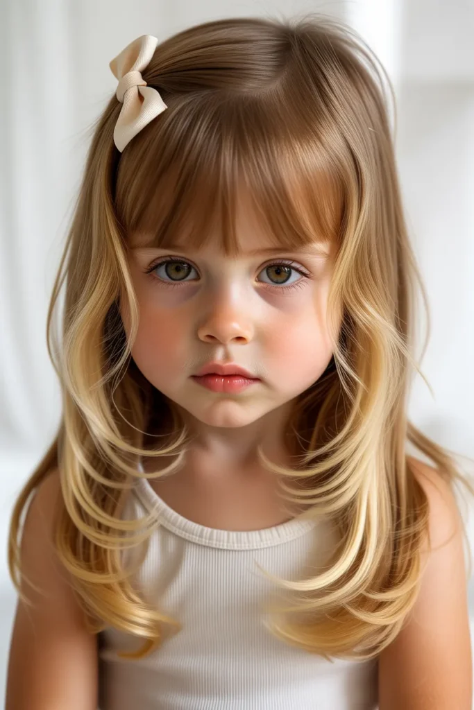 Long Layered Haircut with Curtain Bangs