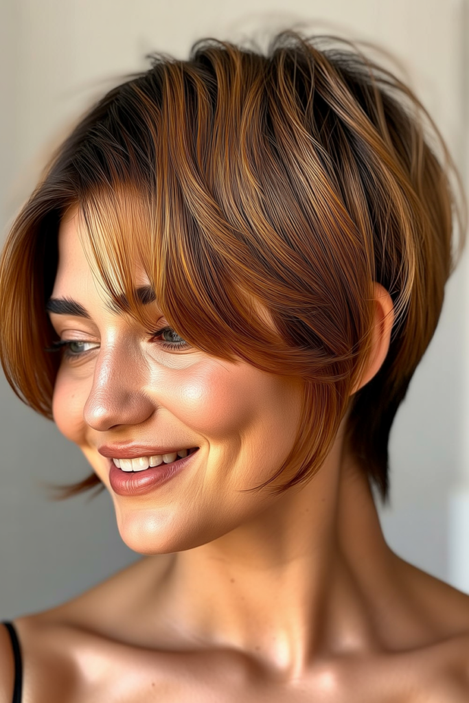 Long Pixie with Caramel Tones