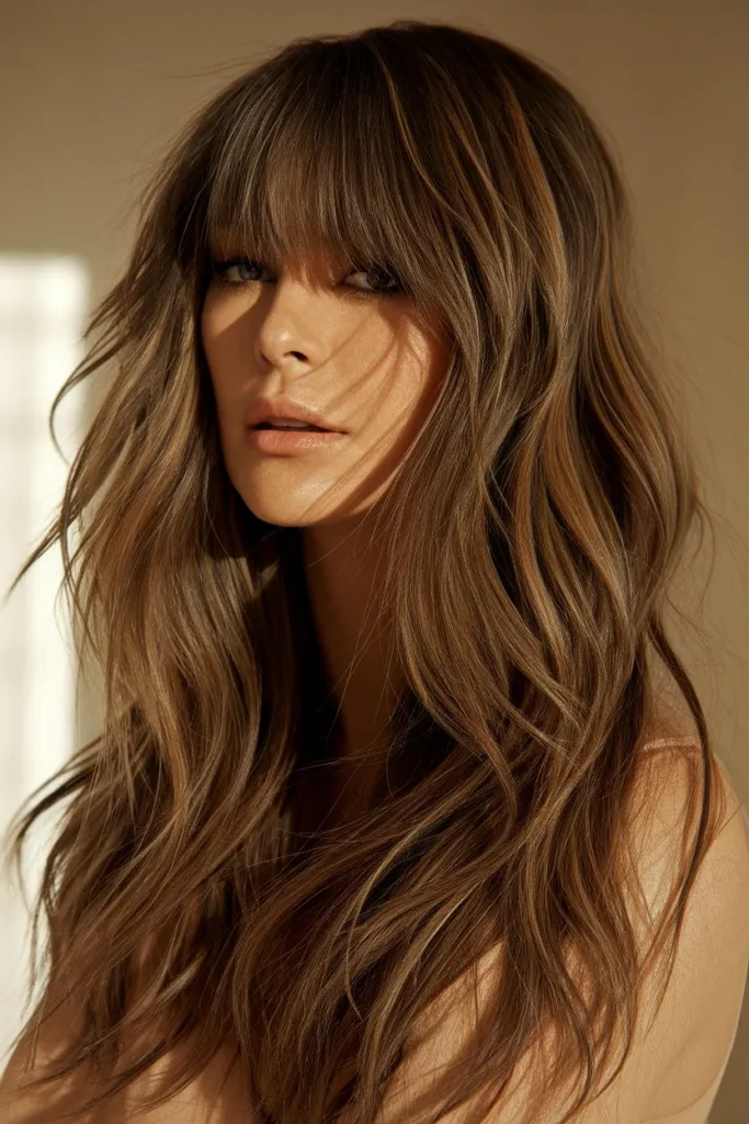 Long Textured Cut with Layered Bangs