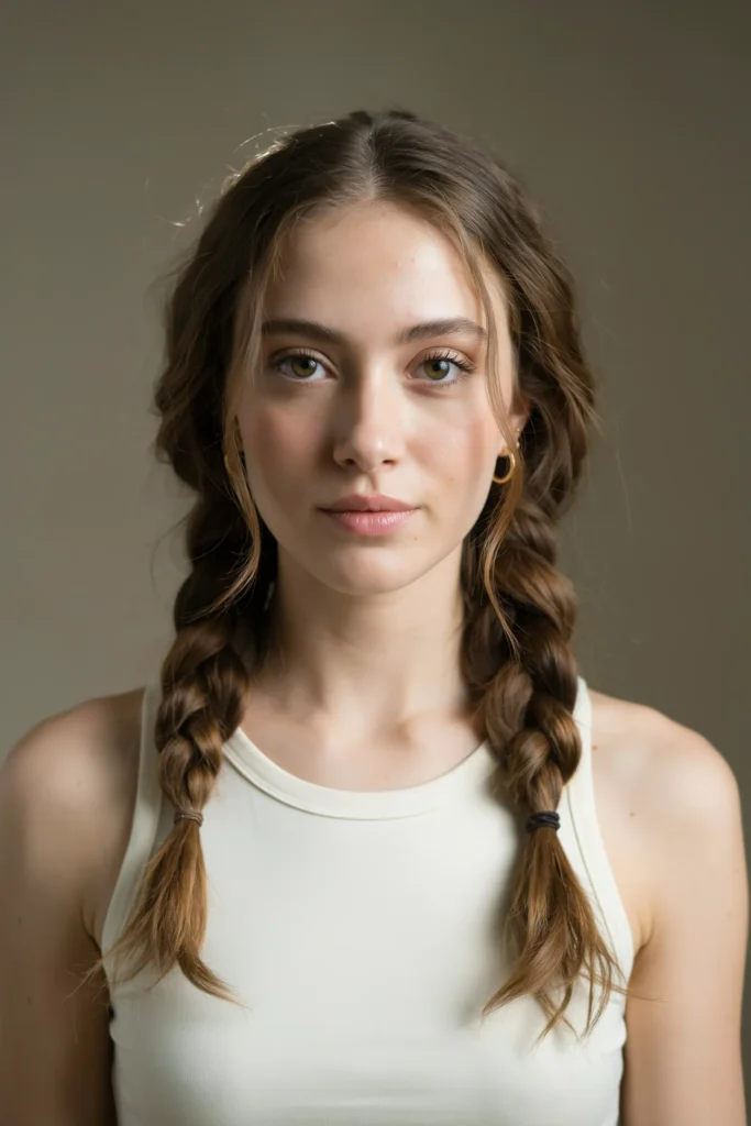 Low Messy Pigtail Braids