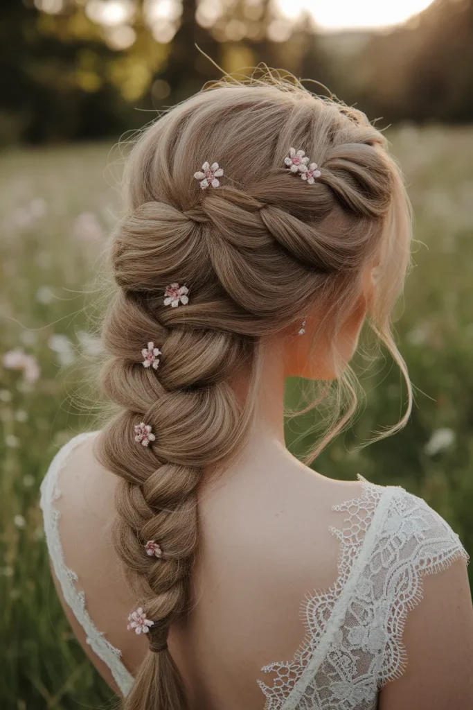Low Side Braid with Silk Flowers