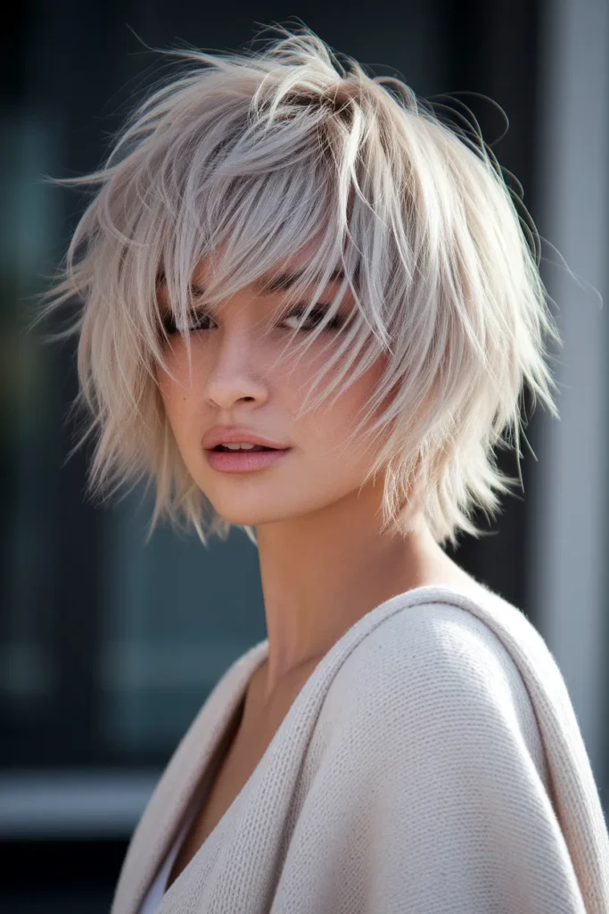  Messy Blonde Shag with Wispy Layers