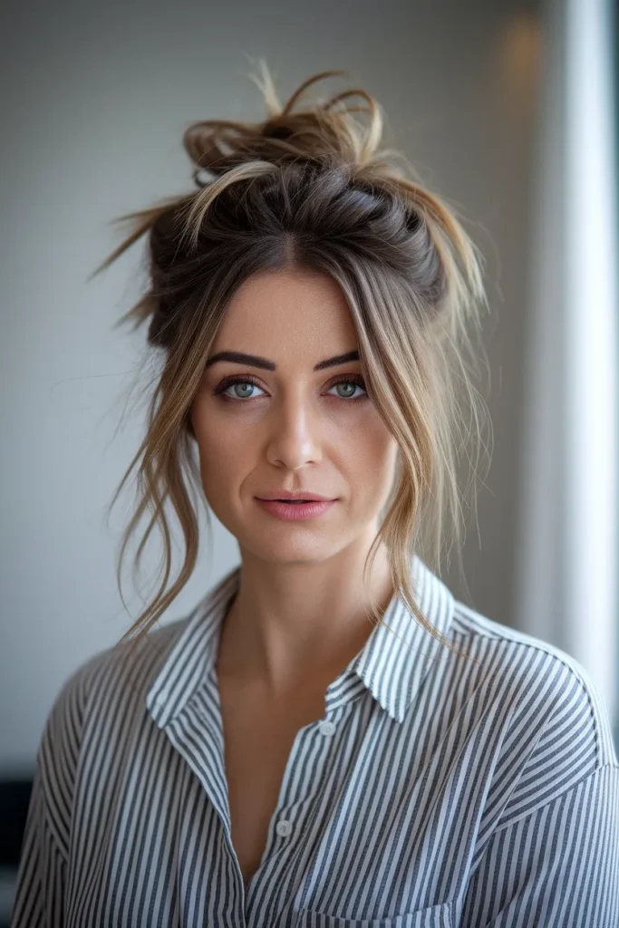 Messy Bun with Face-Framing Pieces