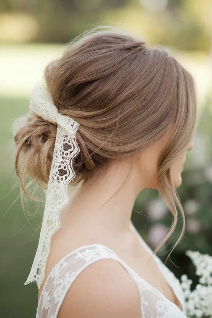 Messy Bun with Lace Ribbon