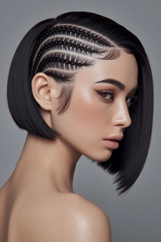 Mohawk Dutch Braid on Sleek Bob
